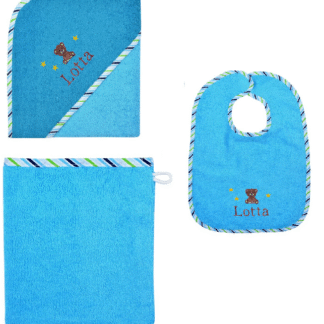 Aqua - 3 parts  (Towel, Bib, Cloth)