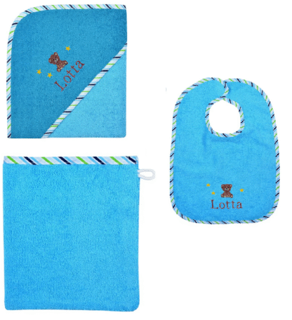 Aqua - 3 parts  (Towel, Bib, Cloth)