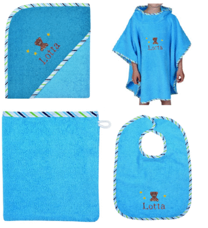 Aqua - 4 parts (Poncho, Towel, Bib, Cloth)